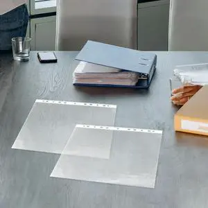 100Pcs Clear Page Protectors PP Plastic Sheet Sleeves for Loose Leaf Binders A4 Document Organizer Home Office School Travel 100Pcs Clear Page Protectors PP Plastic Sheet Sleeves for Loose Leaf Binders A4 Document Organizer Home Office School Travel