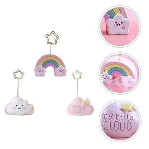 3Pcs Unique Cloud-Shaped Resin Note Holder Lovely Desktop Ornament for Romantic Wedding Party Decor Photo Card Holder Organizer 3Pcs Unique Cloud-Shaped Resin Note Holder Lovely Desktop Ornament for Romantic Wedding Party Decor Photo Card Holder Organizer