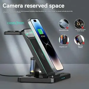 5-In-1 Folding Charging Station For phone Devices - Clock, Night Light, 22.5W Fast Charge 5-In-1 Folding Charging Station For phone Devices - Clock, Night Light, 22.5W Fast Charge