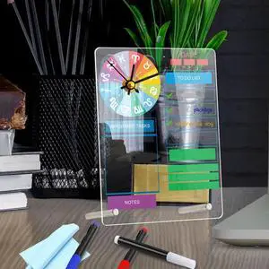 1Set Acrylic Desk Whiteboard Dry Erase Board Memo Planner Clock No Versatile Writing Board for Office Home Study 1Set Acrylic Desk Whiteboard Dry Erase Board Memo Planner Clock No Versatile Writing Board for Office Home Study