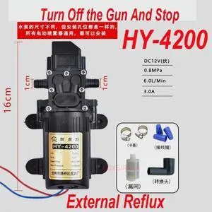HY-4200 6.0L/Min 12V Agricultural Electric Water Pump Black Micro High Pressure Diaphragm Water Sprayer Car Wash Pump HY-4200 6.0L/Min 12V Agricultural Electric Water Pump Black Micro High Pressure Diaphragm Water Sprayer Car Wash Pump