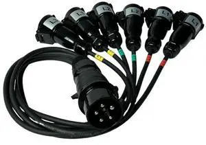 1Meter 32A 5Pin Male Stage Power Cable 1-to-6 Splitter - Open End Pig Tail Wire for Beam Lights & Stage Lighting 1Meter 32A 5Pin Male Stage Power Cable 1-to-6 Splitter - Open End Pig Tail Wire for Beam Lights & Stage Lighting