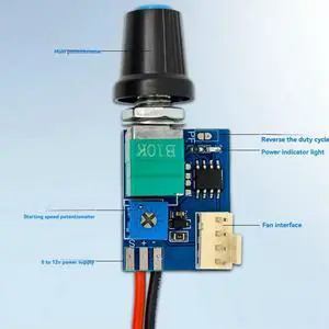 2PCS DC12V 4 Pin PWM Fan Speed Controller Board with Knob Switch Electrical Equipment Governor for Computer Case Fans 2PCS DC12V 4 Pin PWM Fan Speed Controller Board with Knob Switch Electrical Equipment Governor for Computer Case Fans
