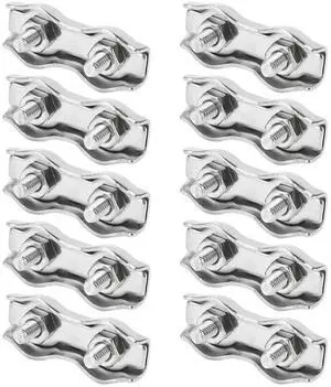 10Pcs Steel Wire Rope Chuck Lock 304 Stainless M3 Double Clip Clamp for Industrial Mechanism 10Pcs Steel Wire Rope Chuck Lock 304 Stainless M3 Double Clip Clamp for Industrial Mechanism
