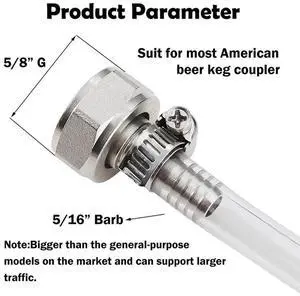 2PCS Stainless Steel Beer Keg Coupler Fitting,Beer Line Connector Kit,Hex Nut 5/8 Inch G Thread x 5/16 Inch Barb 2PCS Stainless Steel Beer Keg Coupler Fitting,Beer Line Connector Kit,Hex Nut 5/8 Inch G Thread x 5/16 Inch Barb