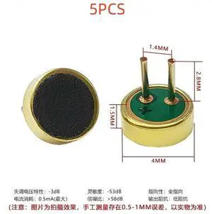 5PCS 4015P microphone head with pin 58DB 4*1.5mm electret microphone pickup capacitive solder joint 5PCS 4015P microphone head with pin 58DB 4*1.5mm electret microphone pickup capacitive solder joint