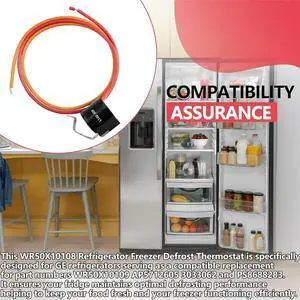 WR50X10108 Refrigerator Freezer Defrost Thermostat Replacement for GE Refrigerator G AP5712605, 3033062, PS8688283 WR50X10108 Refrigerator Freezer Defrost Thermostat Replacement for GE Refrigerator G AP5712605, 3033062, PS8688283