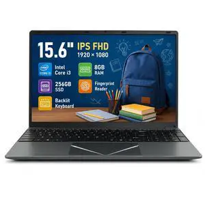 15.6" Student Laptop Computer, Intel Core i3, 8GB RAM, 256GB SSD, Fingerprint Unlock, Backlit Keyboard, Wi-Fi 5, BT5, Numpad, USB-C, Practical Gift for College, Study, Homework & Everyday Use 15.6" Student Laptop Computer, Intel Core i3, 8GB RAM, 256GB SSD, Fingerprint Unlock, Backlit Keyboard, Wi-Fi 5, BT5, Numpad, USB-C, Practical Gift for College, Study, Homework & Everyday Use