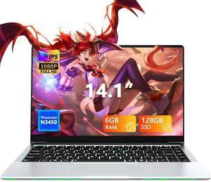 14.1" Laptop Computer, 6GB RAM 128GB SSD, Intel N3450, HD Display, Windows 11, WiFi5 BT5.0, Laptop for Business, Student, Office 14.1" Laptop Computer, 6GB RAM 128GB SSD, Intel N3450, HD Display, Windows 11, WiFi5 BT5.0, Laptop for Business, Student, Office