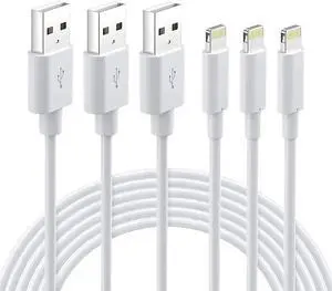 Lightning Cable MFi Certified - iPhone Charger 3Pack 6FT Lightning to USB A Charging Cable Cord Compatible with iPhone 14 13 12 Mini Pro Max SE 11 Xs Max XR X 8 7 6 Plus 5S iPad Pro Airpods - White Lightning Cable MFi Certified - iPhone Charger 3Pack 6FT Lightning to USB A Charging Cable Cord Compatible with iPhone 14 13 12 Mini Pro Max SE 11 Xs Max XR X 8 7 6 Plus 5S iPad Pro Airpods - White