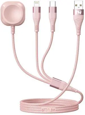 Watch Charger Multi Charging Cable 6FT Nylon Braided USB AM Port to Lightning Type C USB C Cord iWatch Magnetic Wireless 3 in 1 Charging Wire for iPhone Android Phone and iWatch Watch Charger Multi Charging Cable 6FT Nylon Braided USB AM Port to Lightning Type C USB C Cord iWatch Magnetic Wireless 3 in 1 Charging Wire for iPhone Android Phone and iWatch
