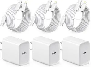 iPhone 17 16 15 Charger Fast Charging 3 Pack USB C Charger 6FT Lightning Cord & USB C Cable Type C Chargers Block for iPhone 17/17 Plus/17 Pro Max/Air/16/16 Plus/16 Max/15 Pro Max/14 Max/iPad iPhone 17 16 15 Charger Fast Charging 3 Pack USB C Charger 6FT Lightning Cord & USB C Cable Type C Chargers Block for iPhone 17/17 Plus/17 Pro Max/Air/16/16 Plus/16 Max/15 Pro Max/14 Max/iPad