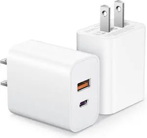 USB Charger Block 2-Pack Fast Charging Block Dual Port QC 3.0 USB-A and PD USB-C Charger Block for iPhone 11/12/13/14/15/16/17 Pro/Pro Max XS/XR/X iPad Pro Galaxy/Android and More USB Charger Block 2-Pack Fast Charging Block Dual Port QC 3.0 USB-A and PD USB-C Charger Block for iPhone 11/12/13/14/15/16/17 Pro/Pro Max XS/XR/X iPad Pro Galaxy/Android and More