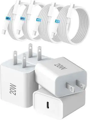 USB C Charger Block 4 Pack 20W Fast Charge Type-C Adapter USBC Wall Charger with 4FT/6FT USB C to C Cable for i Phone 17/17 Pro/16/16 Pro/16 Pro Max/15/15 Plus/15 Pro/15 Pro Max USB C Charger Block 4 Pack 20W Fast Charge Type-C Adapter USBC Wall Charger with 4FT/6FT USB C to C Cable for i Phone 17/17 Pro/16/16 Pro/16 Pro Max/15/15 Plus/15 Pro/15 Pro Max
