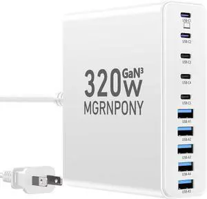 320W USB C Charger Block 10-Port USB C Charging Station GaN III PD 65W Laptop Fast Charger Adapter for MacBook Pro/Air iPad iPhone Galaxy White 320W USB C Charger Block 10-Port USB C Charging Station GaN III PD 65W Laptop Fast Charger Adapter for MacBook Pro/Air iPad iPhone Galaxy White