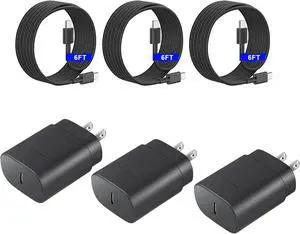 Fast Charger 3-Pack 25W Type C Charging Block with 6ft USB C Charger Cable 3Pack Compatible with Galaxy S25 Ultra/S25/S25+/S24+/S24 Ultra/S24/S24+/S23 Ultra/S22 Ultra/S21 and Phone 17/16/15 Fast Charger 3-Pack 25W Type C Charging Block with 6ft USB C Charger Cable 3Pack Compatible with Galaxy S25 Ultra/S25/S25+/S24+/S24 Ultra/S24/S24+/S23 Ultra/S22 Ultra/S21 and Phone 17/16/15