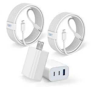 iPhone 17 16 15 Pro Charge Fast Charging 2 Pack 35W 3-Port USB C Charger Block & 10 Feet Fast Charging USB C Cable Cord iPhone 17 Pro Max Charger Compatible with 17/16/15/e/Plus/ProMax/iPad Pro iPhone 17 16 15 Pro Charge Fast Charging 2 Pack 35W 3-Port USB C Charger Block & 10 Feet Fast Charging USB C Cable Cord iPhone 17 Pro Max Charger Compatible with 17/16/15/e/Plus/ProMax/iPad Pro