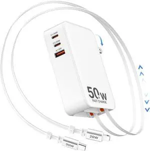 5-in-1 Retractable Wall Charger with Dual Cables 50W Retractable Phone Charger with 3.3FT USB C & Lightening Cables 30W Fast Charging Block Wall Plug for iPhone 17 16 15 14 13 G-alaxy S26 S25 i Pad 5-in-1 Retractable Wall Charger with Dual Cables 50W Retractable Phone Charger with 3.3FT USB C & Lightening Cables 30W Fast Charging Block Wall Plug for iPhone 17 16 15 14 13 G-alaxy S26 S25 i Pad