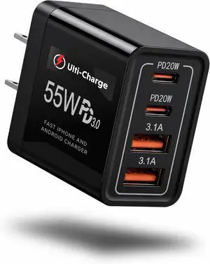 Ulti Charger 4 Ports with Quick USBC Charger Boltz Pro Lightning Fast Charging Block for Smart Phones Tablets Devices with Multiple Ports | Wall Charge for Travel & Home (USB C x2 USB Ax2) Ulti Charger 4 Ports with Quick USBC Charger Boltz Pro Lightning Fast Charging Block for Smart Phones Tablets Devices with Multiple Ports | Wall Charge for Travel & Home (USB C x2 USB Ax2)