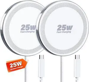 25W Wireless Charger for MagSafe Magnetic Fast Charging Pad for iPhone 17/16/15/14/13/12 Series & AirPods Strong Magnet Thin & Portable Wireless Charger for Travel Home Office(White 2Pack) 25W Wireless Charger for MagSafe Magnetic Fast Charging Pad for iPhone 17/16/15/14/13/12 Series & AirPods Strong Magnet Thin & Portable Wireless Charger for Travel Home Office(White 2Pack)