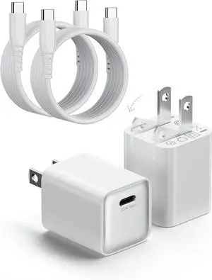 30W Compact Wall Charger USB C Charger Block with GaN III Tech PD3.0 PPS QC4.0 Fast Charging Foldable Power Adapter for iPhone 17 16 15 Galaxy Pixel iPad AirPods(White with Cable 2 Pack) 30W Compact Wall Charger USB C Charger Block with GaN III Tech PD3.0 PPS QC4.0 Fast Charging Foldable Power Adapter for iPhone 17 16 15 Galaxy Pixel iPad AirPods(White with Cable 2 Pack)
