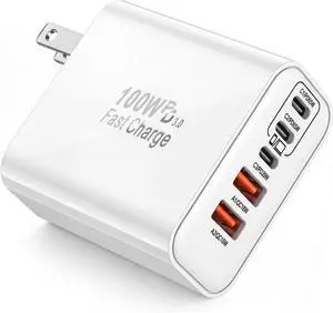 100W GaN USB C Charger Block 5-Port Type C Wall Charger Fast Charging PD Power Adapter+QC Plug Multiport Type C Box Brick Cube Compatible with iPhone 17 Air 16 15 14 13 12 Pro Max MacBook iPad 100W GaN USB C Charger Block 5-Port Type C Wall Charger Fast Charging PD Power Adapter+QC Plug Multiport Type C Box Brick Cube Compatible with iPhone 17 Air 16 15 14 13 12 Pro Max MacBook iPad