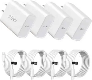 Phone Charger Fast Charging 4 Pack 20W Portable Charger with 6FT USB C Cable for iPhone 17/Pro/Pro Max/17 Air/16/16 Pro/16 Pro Max/15/Plus/Pro/Pro Max (White USB Type C) Phone Charger Fast Charging 4 Pack 20W Portable Charger with 6FT USB C Cable for iPhone 17/Pro/Pro Max/17 Air/16/16 Pro/16 Pro Max/15/Plus/Pro/Pro Max (White USB Type C)