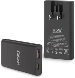 65W Ultra Slim USB C Charger Dual-Port GaN Wall Adapter Fast Charging for iPhone 16/15 Pro Max Galaxy Black 65W Ultra Slim USB C Charger Dual-Port GaN Wall Adapter Fast Charging for iPhone 16/15 Pro Max Galaxy Black