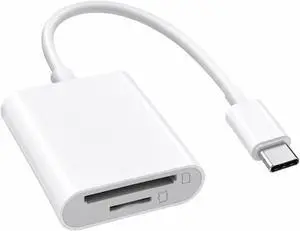 2-in-1 USB-C SD & MicroSD Card Reader for iPhone 17/16/15 iPad MacBook Pro/Air Android & PC Plug & Play Adapter Supports SD/TF Cards up to 512 GB | Fast 16 MB/s Transfer Speed | White 2-in-1 USB-C SD & MicroSD Card Reader for iPhone 17/16/15 iPad MacBook Pro/Air Android & PC Plug & Play Adapter Supports SD/TF Cards up to 512 GB | Fast 16 MB/s Transfer Speed | White
