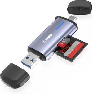 USB 3.0 SD Card Reader 5Gbps 2-in-1 Type-C & USB-A Dual Slot Memory Card Reader for SD/Micro SD/SDHC/SDXC/MMC/UHS-I Compatible with iPhone 16/15 MacBook iPad Android PC Laptop Camera USB 3.0 SD Card Reader 5Gbps 2-in-1 Type-C & USB-A Dual Slot Memory Card Reader for SD/Micro SD/SDHC/SDXC/MMC/UHS-I Compatible with iPhone 16/15 MacBook iPad Android PC Laptop Camera