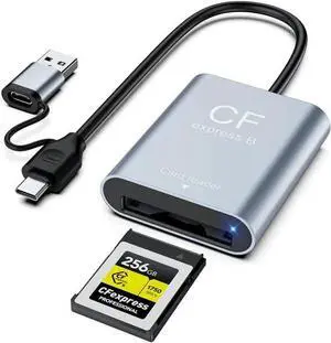 CFexpress Type A Card Reader USB 3.2 Gen 2 10Gbps 2-in-1 USB-C & USB-A Adapter Portable CFexpress Type A Adapter for Windows/Mac/Linux/Android iPhone/iPad Laptops & Tablets CFexpress Type A Card Reader USB 3.2 Gen 2 10Gbps 2-in-1 USB-C & USB-A Adapter Portable CFexpress Type A Adapter for Windows/Mac/Linux/Android iPhone/iPad Laptops & Tablets