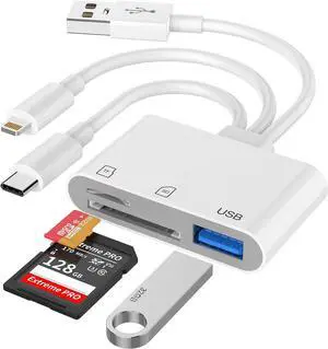 SD Card Reader for iPhone iPad Mac 3-in-1 USB-C & Lightning & USB-A MicroSD/SD Adapter Plug & Play Camera Adapter to iPhone High-Speed Memory Card Reader for Digital Camera Trail Camera Laptop SD Card Reader for iPhone iPad Mac 3-in-1 USB-C & Lightning & USB-A MicroSD/SD Adapter Plug & Play Camera Adapter to iPhone High-Speed Memory Card Reader for Digital Camera Trail Camera Laptop