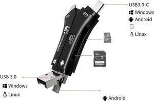 SD Card Reader for iPhone/ipad/Android/Mac/Computer/Camera 4 in1 Micro SD Card Reader Trail Camera Viewer Portable Memory Card Reader SDCard Adapter for SD & TF Cards (Black) SD Card Reader for iPhone/ipad/Android/Mac/Computer/Camera 4 in1 Micro SD Card Reader Trail Camera Viewer Portable Memory Card Reader SDCard Adapter for SD & TF Cards (Black)