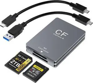 CFexpress Type A Card Reader Dual-Slot CFexpress Type A & SD Card Reader USB-C 3.2 Gen 2 10Gbps Aluminum Memory Card Reader for SD UHS-II/UHS-I Photo & Video Offload CFexpress Type A Card Reader Dual-Slot CFexpress Type A & SD Card Reader USB-C 3.2 Gen 2 10Gbps Aluminum Memory Card Reader for SD UHS-II/UHS-I Photo & Video Offload