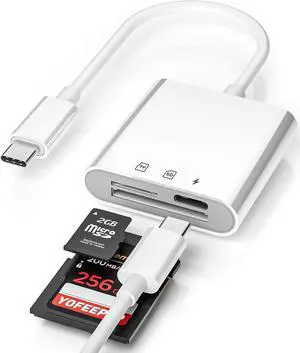 USB-C SD Card Reader Dual Slot for SD and MicroSD Type C Adapter Compatible with iPhone 17/16/15 iPad Laptop Trail Camera Viewer Plug and Play (SD+TF+PD30W Charging) USB-C SD Card Reader Dual Slot for SD and MicroSD Type C Adapter Compatible with iPhone 17/16/15 iPad Laptop Trail Camera Viewer Plug and Play (SD+TF+PD30W Charging)
