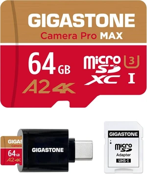 5-Years Data Recovery GIGASTONE 64GB Micro SD Card with USB 3.2 Type C Card Reader Camera Pro MAX Speed Up to 100MB/s Compatible with Gopro  Dash Cam microSDXC UHS-I A2 V30 U3 C10