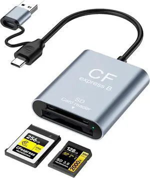 Professional CFexpress Type B & SD Card Reader with USB 3.2 (Gen 2) 10Gbps USB-C&USB-A 2-in-1 Type B SD Dual Slot CF Express Adapter UHS-II/UHS-I Aluminum Alloy Memory Card Reader for Photographers Professional CFexpress Type B & SD Card Reader with USB 3.2 (Gen 2) 10Gbps USB-C&USB-A 2-in-1 Type B SD Dual Slot CF Express Adapter UHS-II/UHS-I Aluminum Alloy Memory Card Reader for Photographers