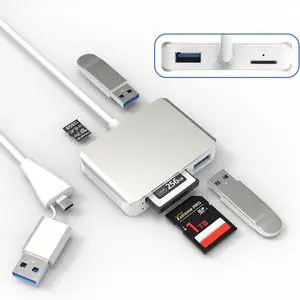 XQD Card Reader USB 3.0/USB C to XQD/SD/TF Card Reader 5 in 2 USB 3.0 Card Adapter Read 3 Cards for SD(HC/XC) TF Sony G Series Lexar USB Mark Card Compatible for USB A/USB-C Laptop XQD Card Reader USB 3.0/USB C to XQD/SD/TF Card Reader 5 in 2 USB 3.0 Card Adapter Read 3 Cards for SD(HC/XC) TF Sony G Series Lexar USB Mark Card Compatible for USB A/USB-C Laptop