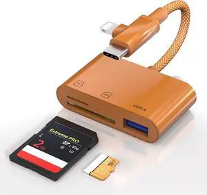 SD Card Reader for iPhone 17/16/15/14/iPad - Type C/Lightening 2 in 1 High Speed to SD/TF Card Adapter with SD MicroSD USB Port Plug and Play Trail Game Digital Camera Adapter SD Memory Card Reader SD Card Reader for iPhone 17/16/15/14/iPad - Type C/Lightening 2 in 1 High Speed to SD/TF Card Adapter with SD MicroSD USB Port Plug and Play Trail Game Digital Camera Adapter SD Memory Card Reader