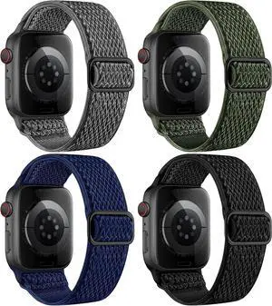 4 Pack Stretchy Nylon Band Compatible with Watch Bands for Men Women 44mm 40mm 41mm 42mm 45mm 46mm 49mm 38mm Braided Solo Loop Elastic Strap for iWatch Ultra 3 2 Series 11 10 9 8 7 6 5 4 SE 3 4 Pack Stretchy Nylon Band Compatible with Watch Bands for Men Women 44mm 40mm 41mm 42mm 45mm 46mm 49mm 38mm Braided Solo Loop Elastic Strap for iWatch Ultra 3 2 Series 11 10 9 8 7 6 5 4 SE 3