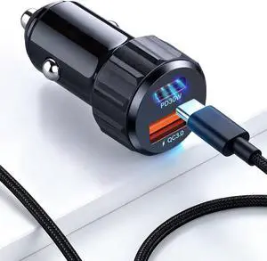 Car Lighter USB Adapter 52.5W USB C Car Charger Fast Charge for iPhone 17 16 Pro Max S26 S25 30W PD Fast Charging Car Charger Adapter (Cable Included) Car Lighter USB Adapter 52.5W USB C Car Charger Fast Charge for iPhone 17 16 Pro Max S26 S25 30W PD Fast Charging Car Charger Adapter (Cable Included)