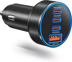 Car Charger USB C 98W Multiport Fast Car Phone Cigarette Lighter USB Charger 12-24V USB Outlet Car Adapter Plug for iPhone 17/16/15 Pro Max Galaxy S26/S25/S24 Ultra Tablet Android(Black) Car Charger USB C 98W Multiport Fast Car Phone Cigarette Lighter USB Charger 12-24V USB Outlet Car Adapter Plug for iPhone 17/16/15 Pro Max Galaxy S26/S25/S24 Ultra Tablet Android(Black)