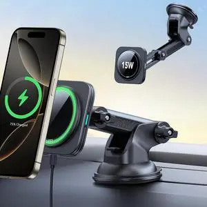 for 15W MagSafe Car Mount Charger for MagSafe Car Charger Suction Cup Magnetic Wireless Car Charging Dashboard Car Phone Mount for iPhone 17e/17/16/15/14/13/12 S26/S25 Pixel 10 Fast Charging for 15W MagSafe Car Mount Charger for MagSafe Car Charger Suction Cup Magnetic Wireless Car Charging Dashboard Car Phone Mount for iPhone 17e/17/16/15/14/13/12 S26/S25 Pixel 10 Fast Charging
