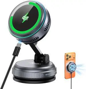 Qi2.2 Magnetic Car Mount Charger25W Fast Charging+Ice-Cooling 360° Rotating Fast Wireless Charger Stand with Cooling Fan/LED Light Vacuum Magnetic Phone Holder Compatible with iPhone 12-17 S26/S25 Qi2.2 Magnetic Car Mount Charger25W Fast Charging+Ice-Cooling 360° Rotating Fast Wireless Charger Stand with Cooling Fan/LED Light Vacuum Magnetic Phone Holder Compatible with iPhone 12-17 S26/S25