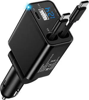 Retractable Car Phone Charger for S26 S25 Android 4 in 1 Fast USB C | Car Charging Adapter With 2 Flexible USB C Cable USBC Cigarette Lighter Gift for Men Car Gadgets Electronics Accessories Retractable Car Phone Charger for S26 S25 Android 4 in 1 Fast USB C | Car Charging Adapter With 2 Flexible USB C Cable USBC Cigarette Lighter Gift for Men Car Gadgets Electronics Accessories