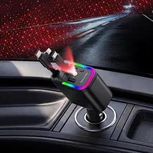 5 in 1 Retractable Car Charger with Starlight 120W Starlight in Car Roof Retractable Car Phone Charger Adapter Fast Charging USB C Cable Compatible with iPhone 17 16 15 14 13 12 11 5 in 1 Retractable Car Charger with Starlight 120W Starlight in Car Roof Retractable Car Phone Charger Adapter Fast Charging USB C Cable Compatible with iPhone 17 16 15 14 13 12 11