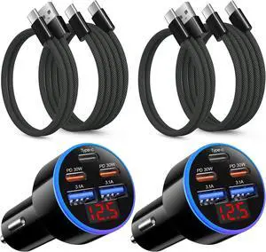 90W 5-Port USB C Car Charger Dual PD30W Super Fast Charging for Galaxy S26 S25 A16 Android iPhone 17 16 15 Pro iPad Air 12v Cigarette Lighter Type C Car Chargers + 4Pack Type C Cords 90W 5-Port USB C Car Charger Dual PD30W Super Fast Charging for Galaxy S26 S25 A16 Android iPhone 17 16 15 Pro iPad Air 12v Cigarette Lighter Type C Car Chargers + 4Pack Type C Cords