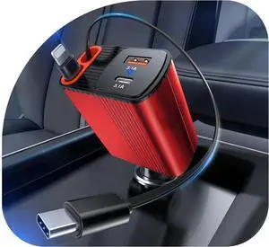 85W Retractable Car Charger 4-in-1 Fast Car Phone Charger with USB-C & USB-A Gifts for Fathers Day for Men Dad Husband Compatible withiPhone 15 16 17 Pro Max Plus Galaxy Pixel(Red) 85W Retractable Car Charger 4-in-1 Fast Car Phone Charger with USB-C & USB-A Gifts for Fathers Day for Men Dad Husband Compatible withiPhone 15 16 17 Pro Max Plus Galaxy Pixel(Red)