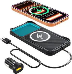 Wireless Car Charger Pad for iPhone17/16/15/14/13/12 Non Slip Fast Wireless Charging Pad for Car Dashboard Console Portable USB A Wireless Phone Charger for Vehicle Travel Office Wireless Car Charger Pad for iPhone17/16/15/14/13/12 Non Slip Fast Wireless Charging Pad for Car Dashboard Console Portable USB A Wireless Phone Charger for Vehicle Travel Office