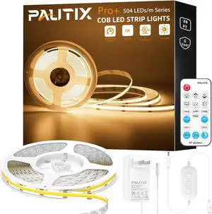 COB LED Strip Light 3780LEDs Super Bright 8000 Lumen 3000K Warm White 24ft/7.5m Dimmable 24V LED Tape Light with 3M Tape RF Remote with Timer Function 48W Adapter for Bedroom Home Kitchen DIY COB LED Strip Light 3780LEDs Super Bright 8000 Lumen 3000K Warm White 24ft/7.5m Dimmable 24V LED Tape Light with 3M Tape RF Remote with Timer Function 48W Adapter for Bedroom Home Kitchen DIY